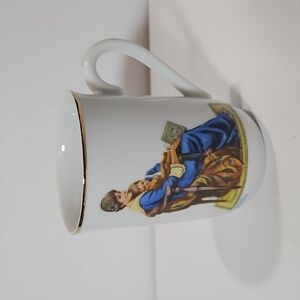 A Collector's Porcelain Mug by Norman Rockwell Bedtime White VTG